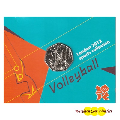 2011 BU 50p Coin (Card) - London 2012 - Volleyball - Click Image to Close